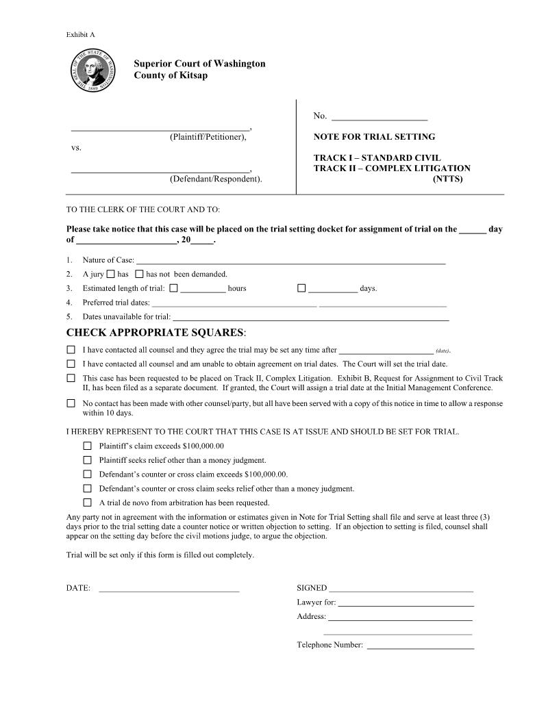 Note For Trial Setting | Pdf Fpdf Doc Docx | Washington