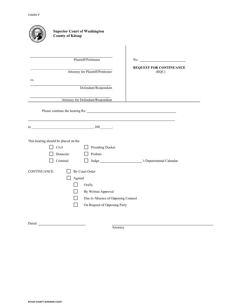 Request For Continuance | Pdf Fpdf Doc Docx | Washington
