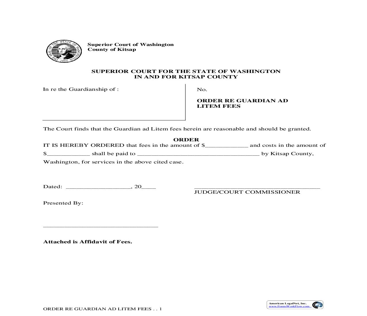 Order Re Guardian Ad Litem Fees | Pdf Fpdf Doc Docx | Washington