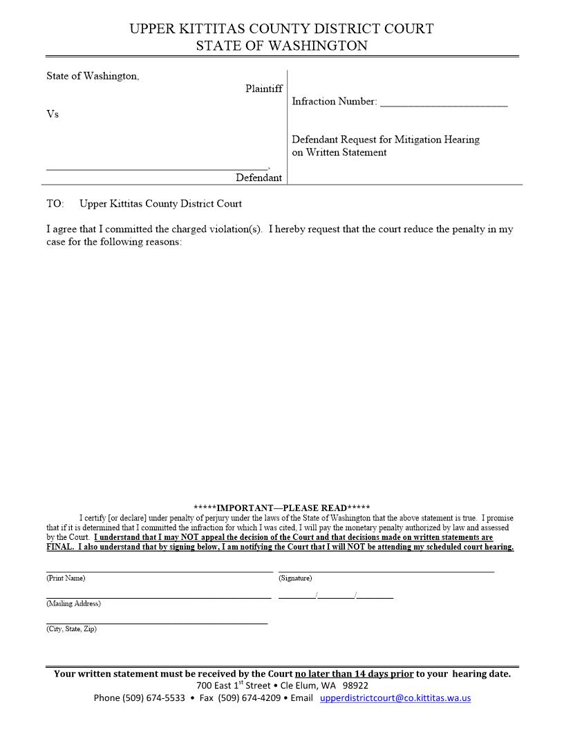 Mittigation Hearing Written Statement | Pdf Fpdf Docx | Washington