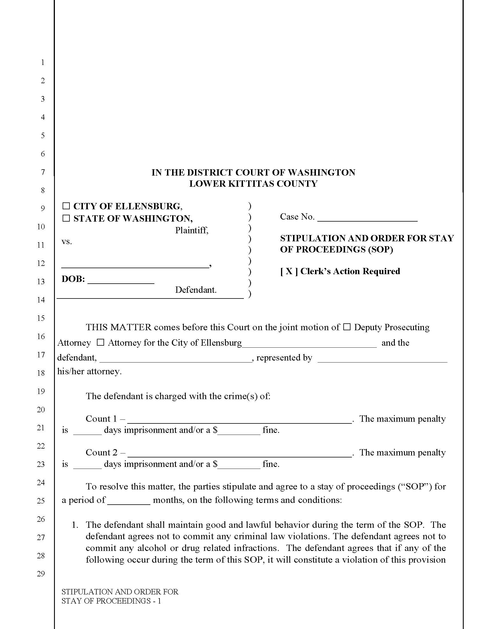 Stipulation For And Order For Stay Of Proceedings | Pdf Fpdf Doc Docx | Washington