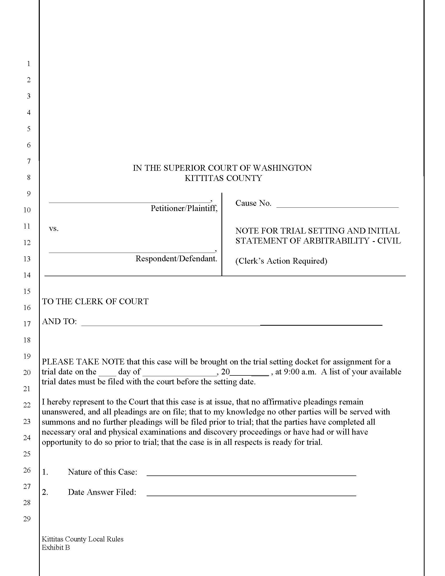 Note For Trial Setting | Pdf Fpdf Doc Docx | Washington