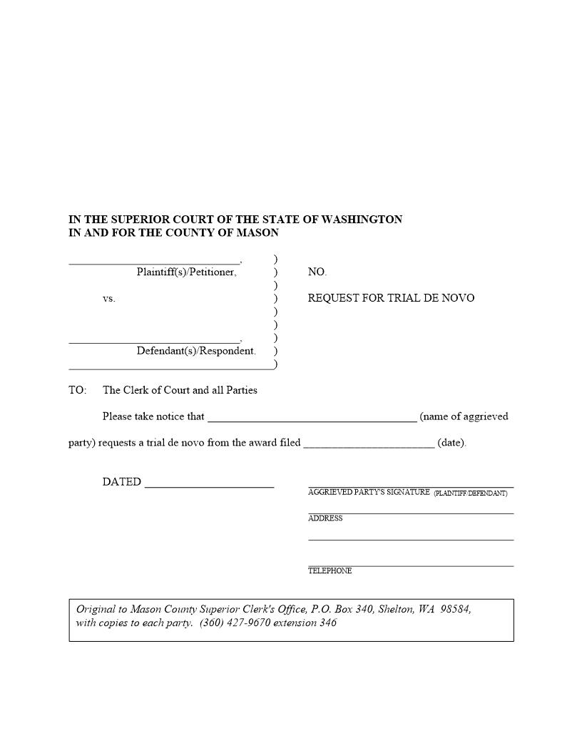 Request For Trial De Novo | Pdf Fpdf Docx | Washington