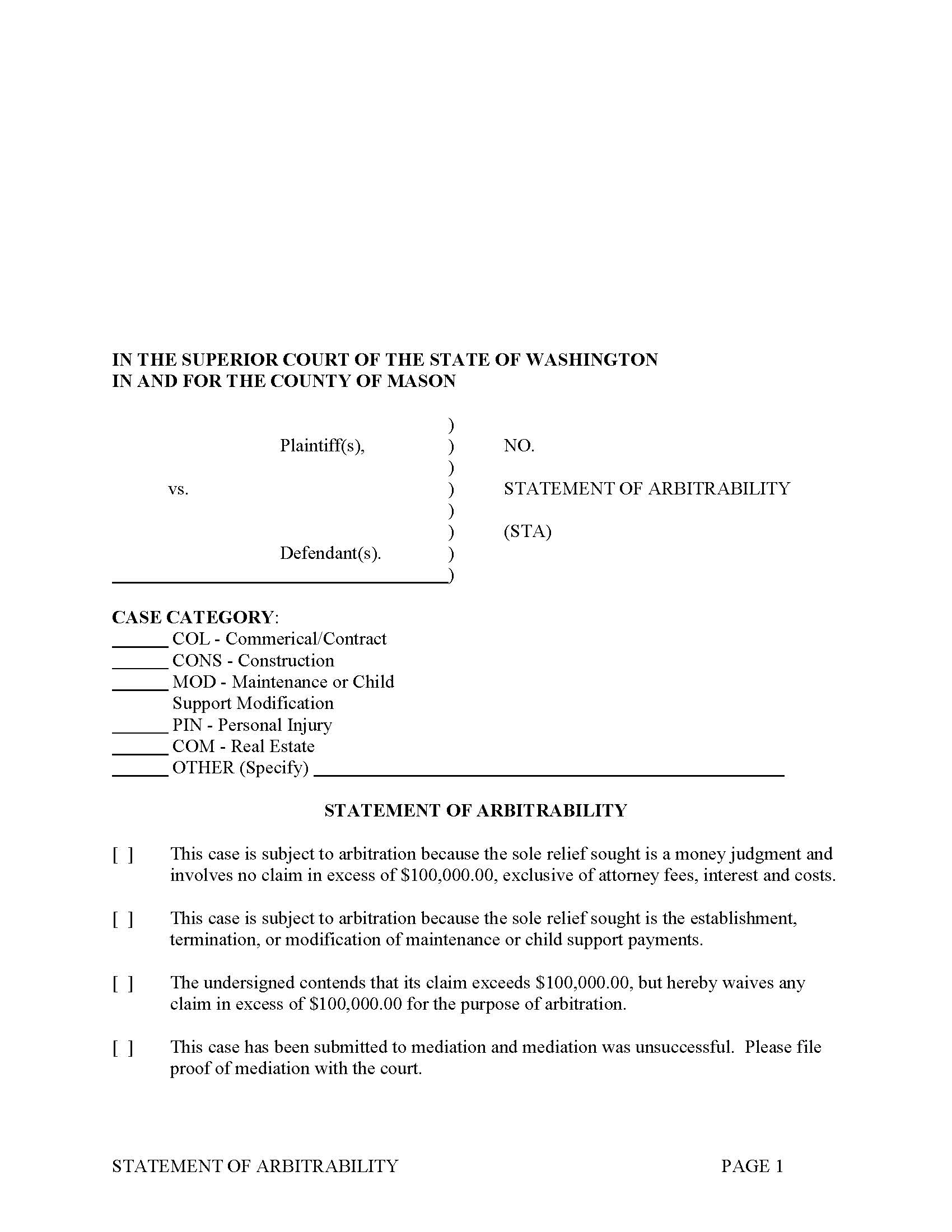 Statement Of Arbitrability | Pdf Fpdf Docx | Washington
