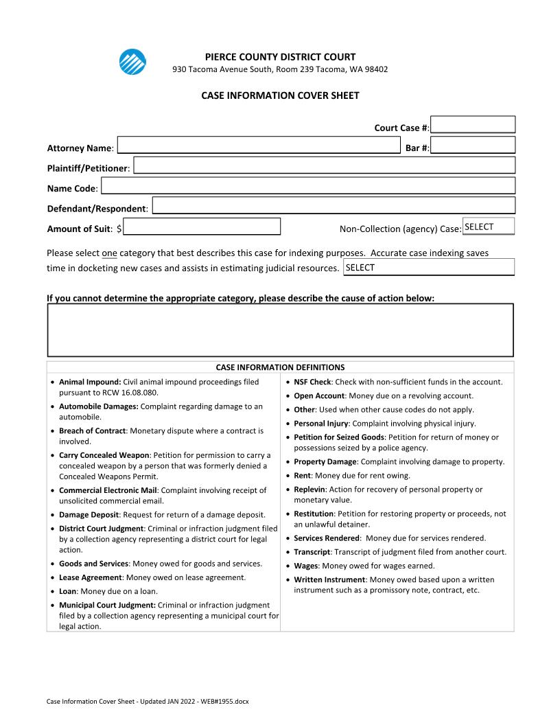 Cover Sheet | Pdf Fpdf Doc Docx | Washington