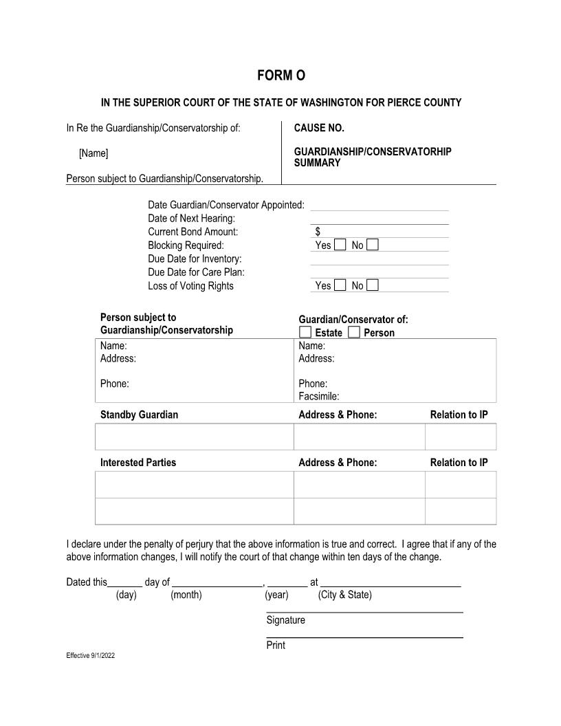 Guardianship Summary | Pdf Fpdf Doc Docx | Washington
