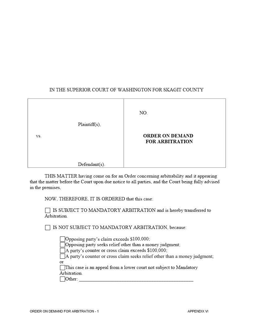 Order On Demand For Arbitration | Pdf Fpdf Doc Docx | Washington