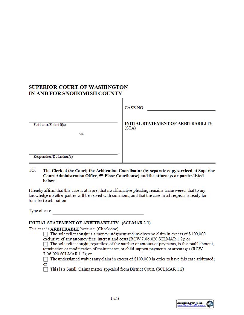 Initial Statement Of Arbitrability | Pdf Fpdf Docx | Washington