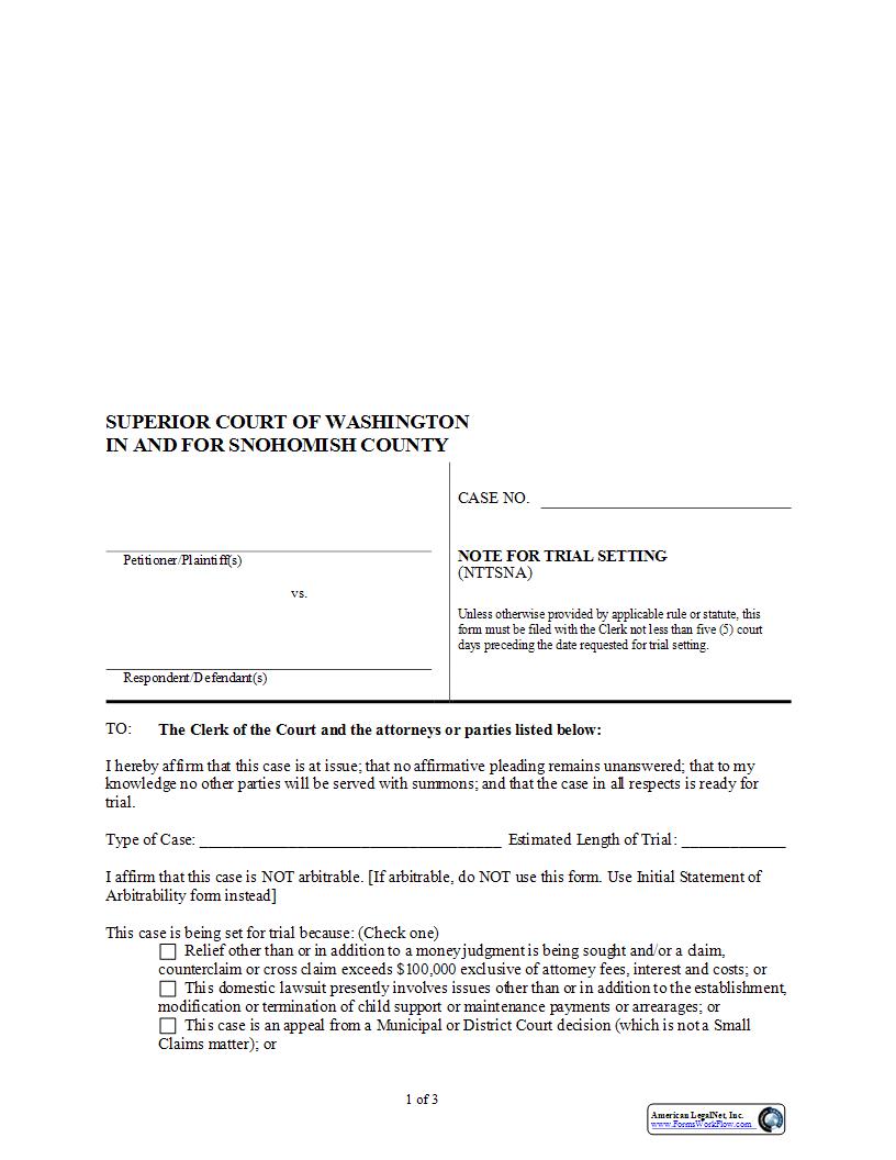 Note For Trial Setting | Pdf Fpdf Docx | Washington
