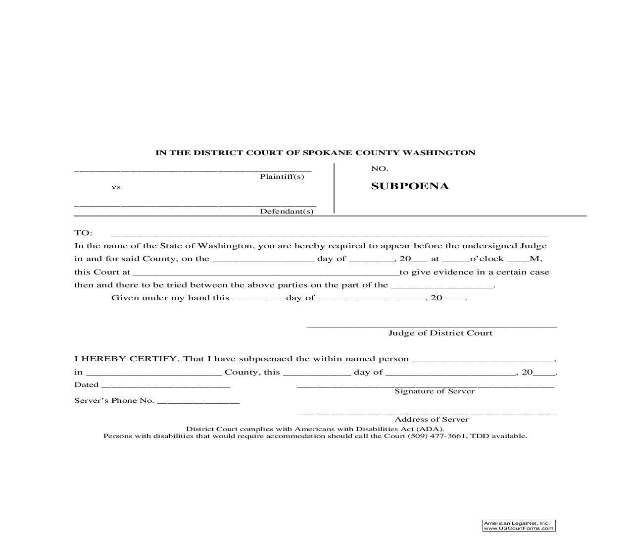 Subpoena | Pdf Fpdf Doc Docx | Washington