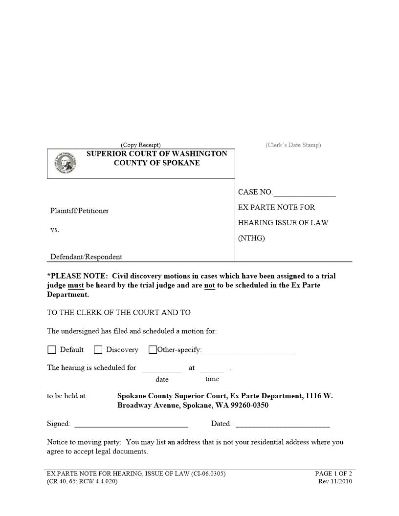 Note For Hearing Issue Of Law | Pdf Fpdf Doc Docx | Washington