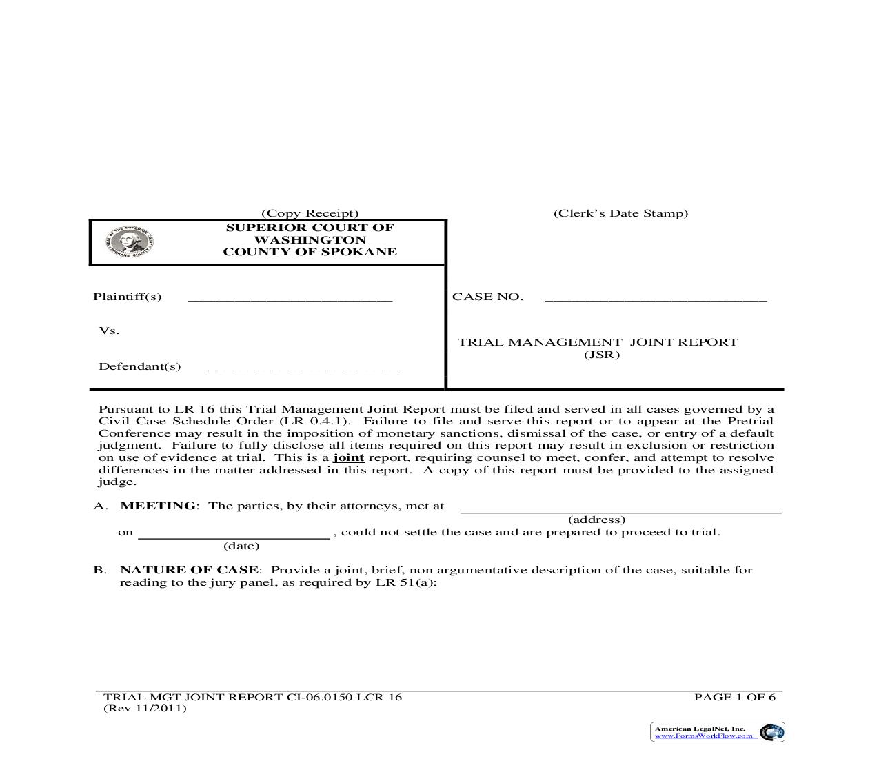 Trial Management Joint Report | Pdf Fpdf Doc Docx | Washington