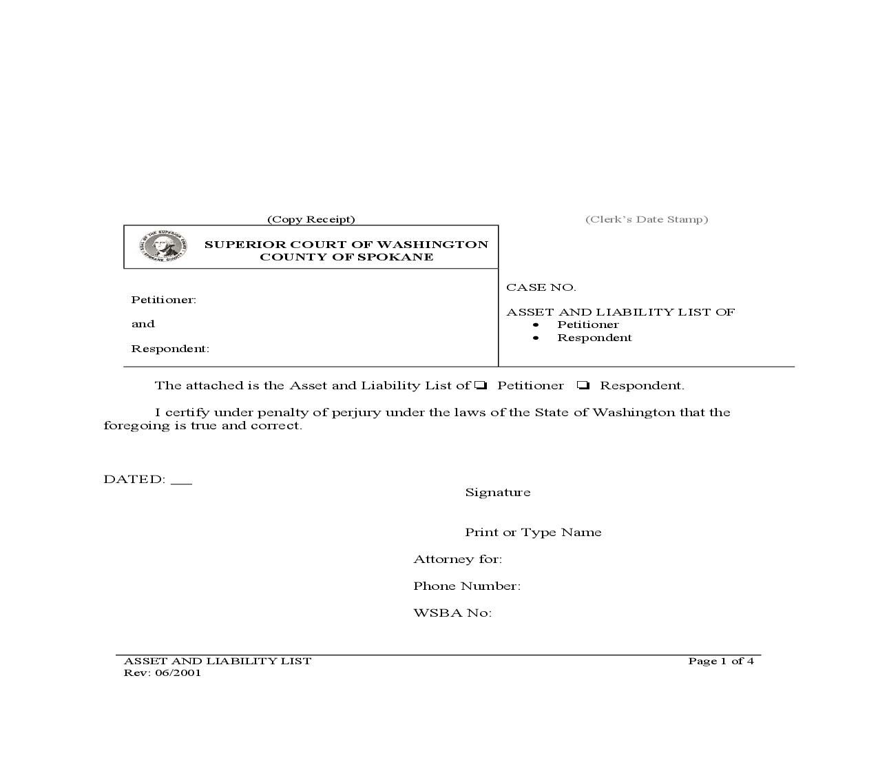 Asset And Liability List | Pdf Fpdf Doc Docx | Washington