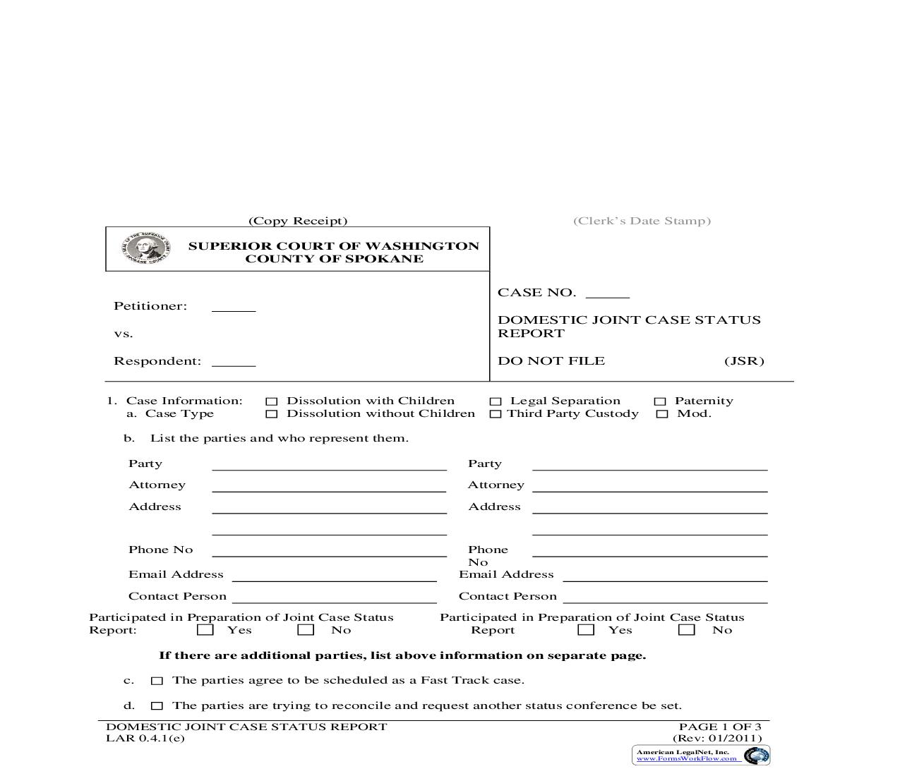 Domestic Joint Case Status Report | Pdf Fpdf Doc Docx | Washington