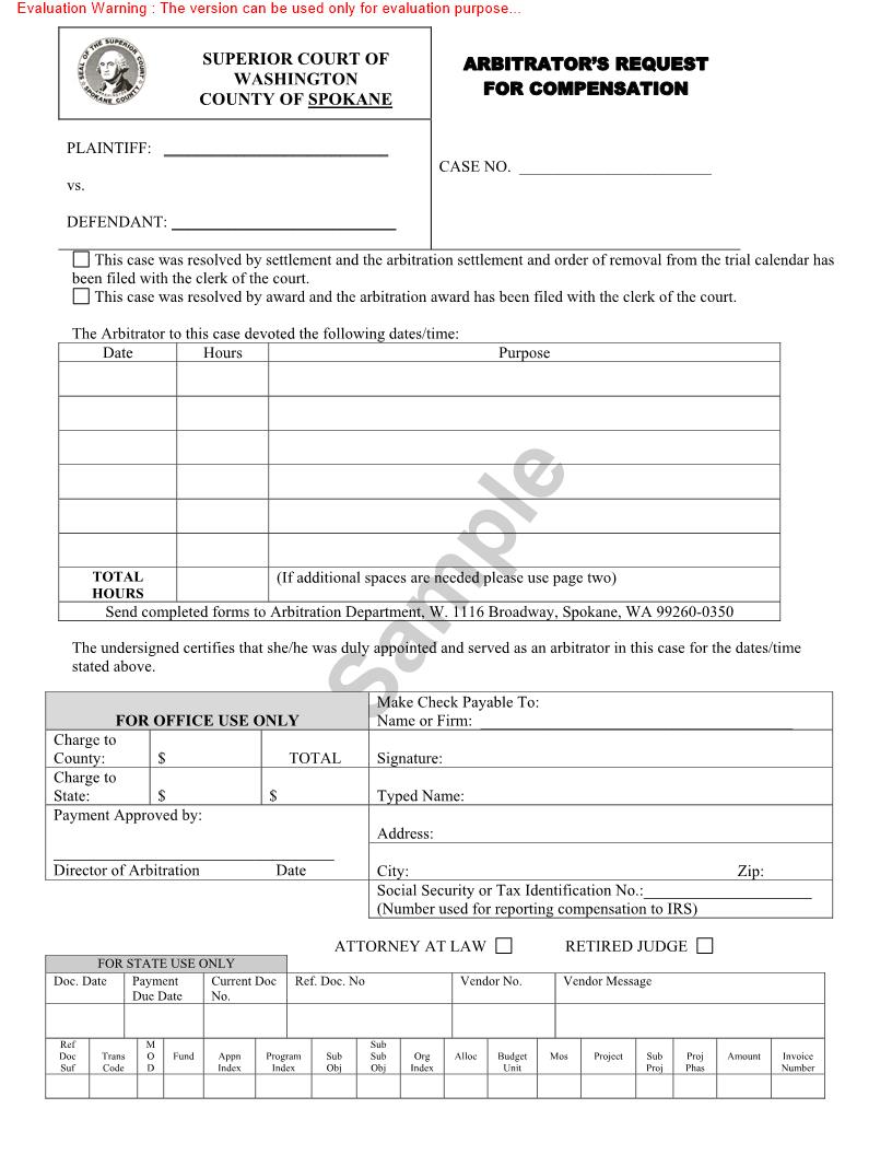 Arbitrators Request For Compensation | Pdf Fpdf Doc Docx | Washington