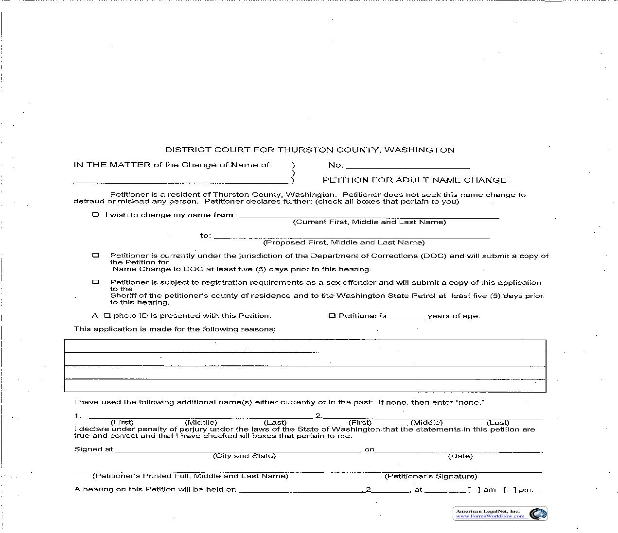 Petition For Adult Name Change | Pdf Fpdf Doc Docx | Washington
