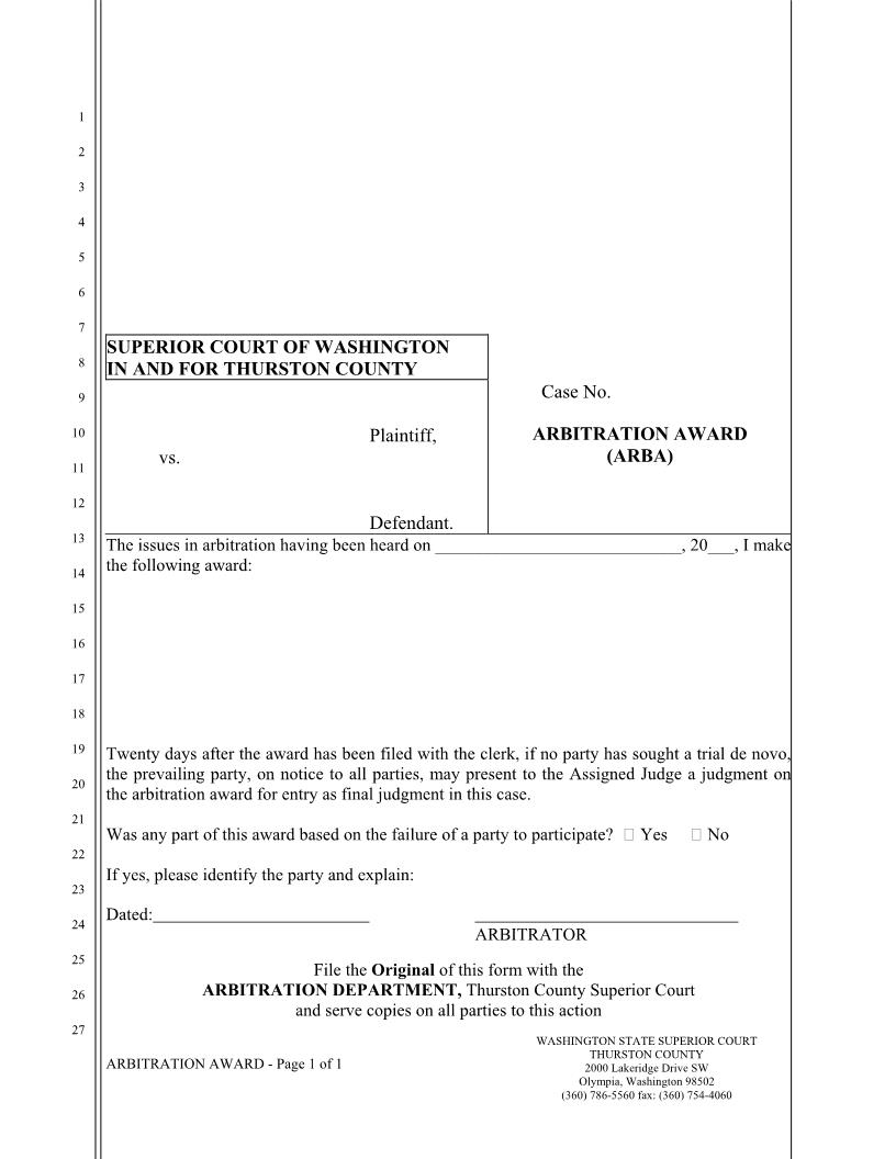 Arbitration Award | Pdf Fpdf Doc Docx | Washington