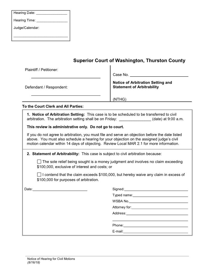 Note For Arbitration Setting | Pdf Fpdf Doc Docx | Washington