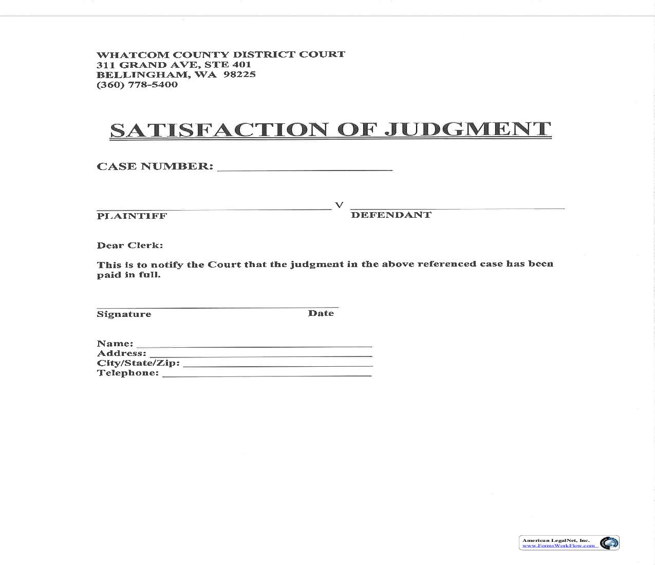 Satisfaction Of Judgment | Pdf Fpdf Doc Docx | Washington