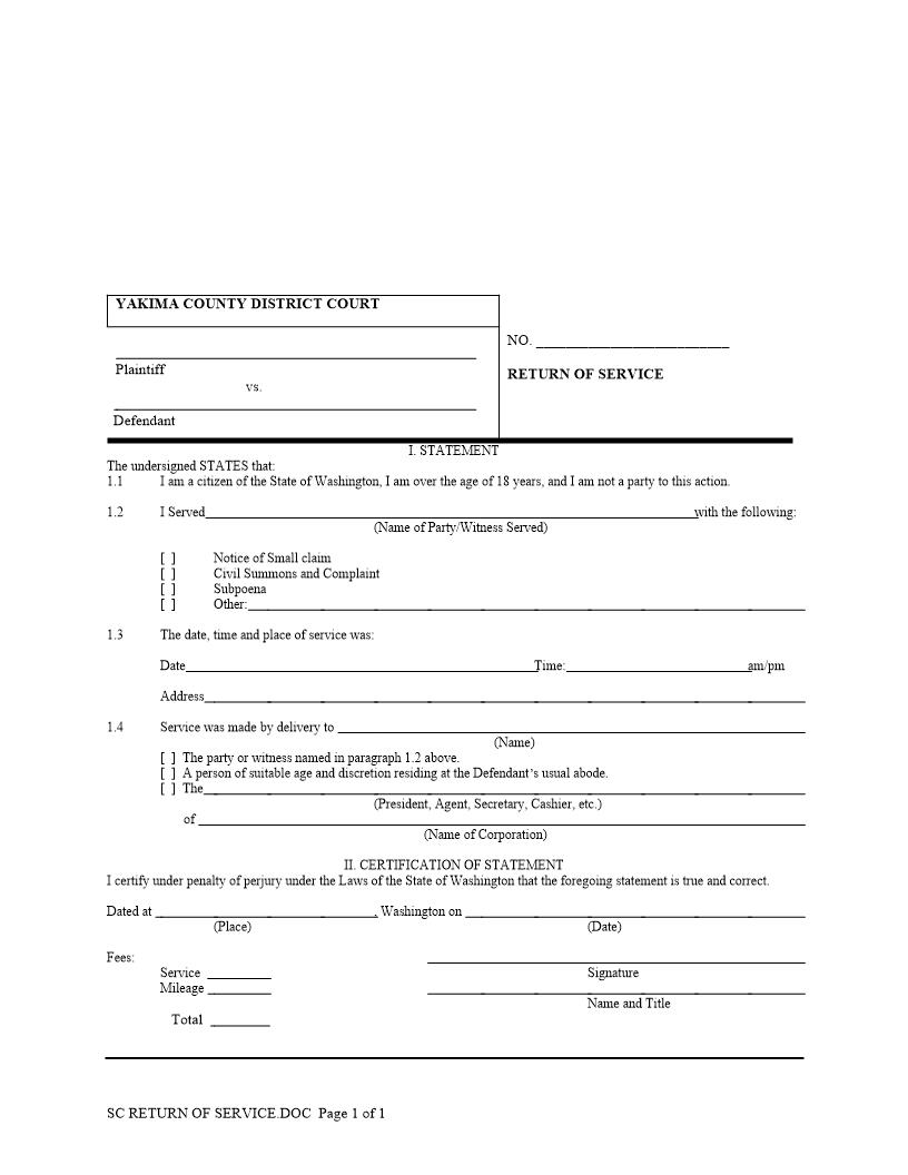 Return Of Service | Pdf Fpdf Docx | Washington