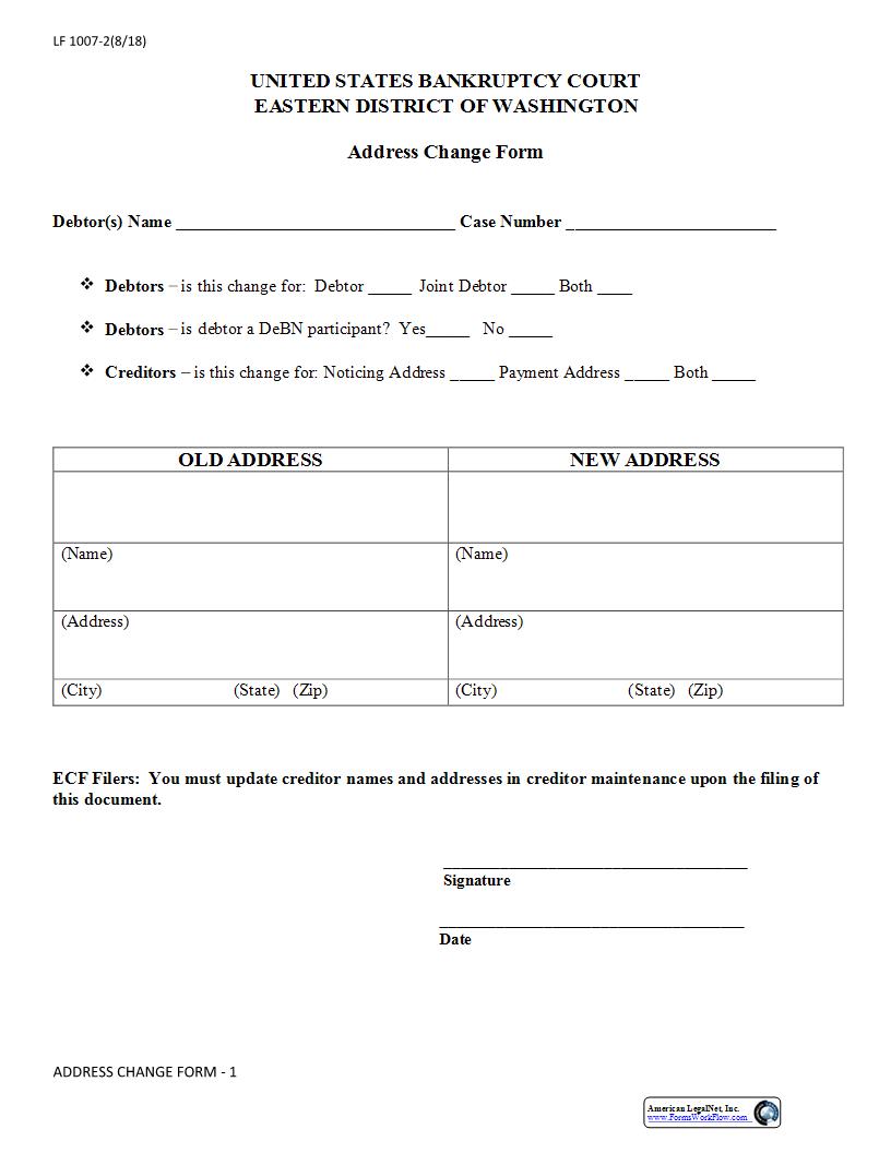Address Change Form {LF1007-2} | Pdf Fpdf Docx | Washington
