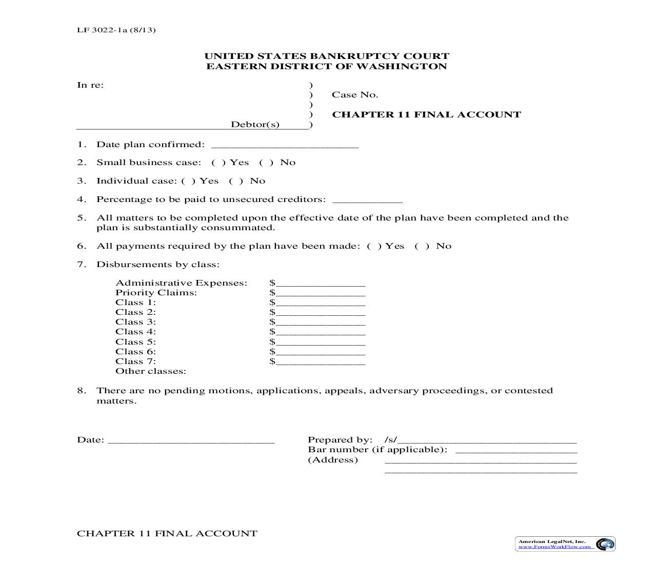Chapter 11 Final Account {LF 3022-1a} | Pdf Fpdf Doc Docx | Washington