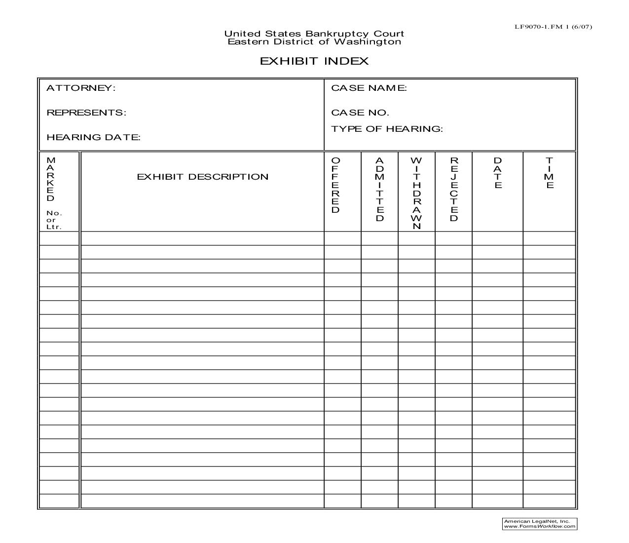 Exhibit Index {LF9070-1.FM1} | Pdf Fpdf Doc Docx | Washington