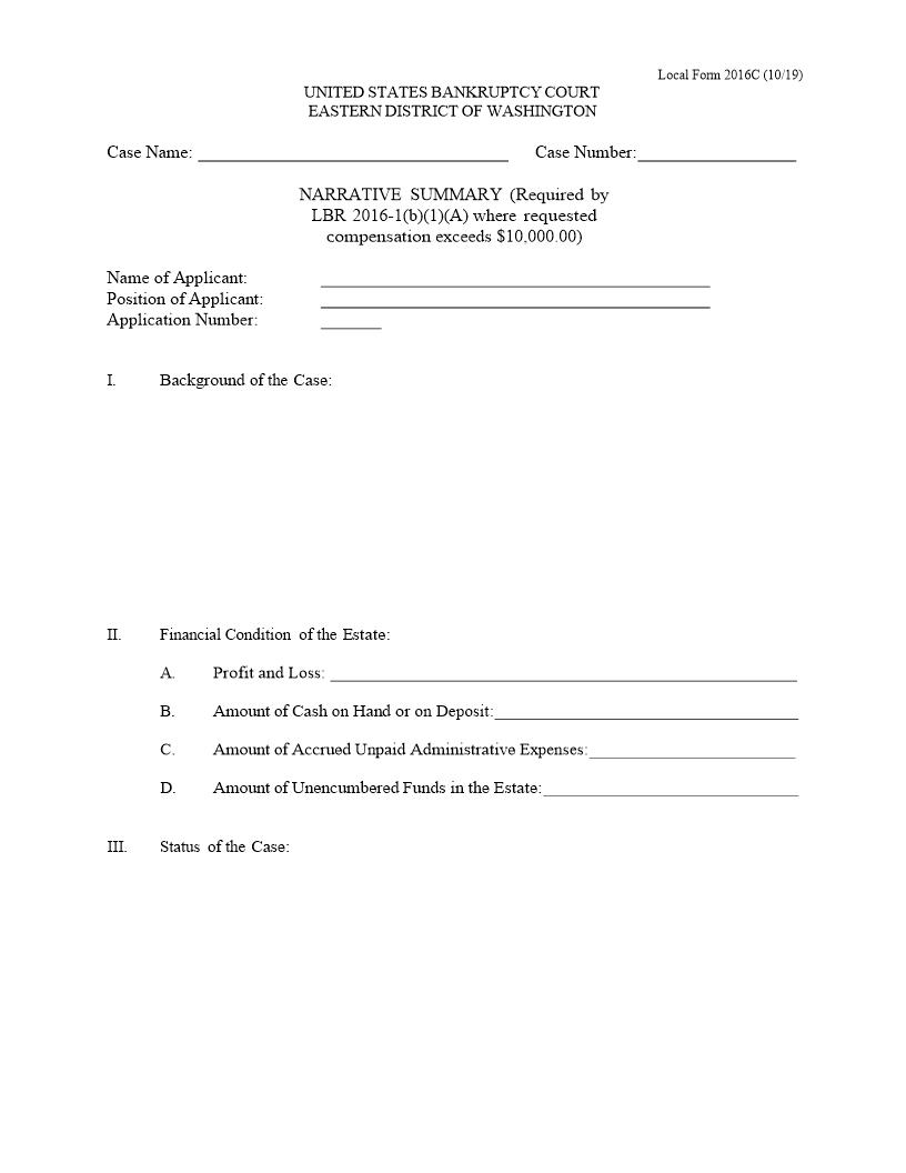 Narrative Summary {2016C} | Pdf Fpdf Doc Docx | Washington