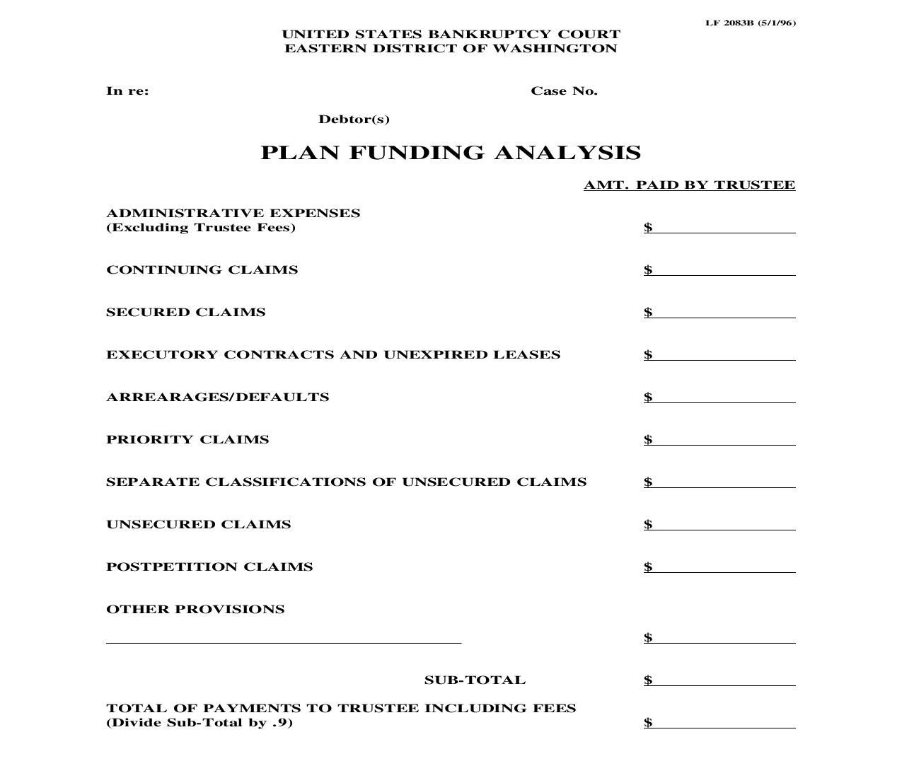 Plan Funding Analysis {LF2083B} | Pdf Fpdf Doc Docx | Washington