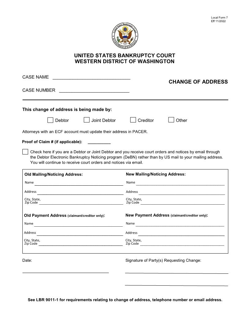 Change Of Address | Pdf Fpdf Doc Docx | Washington