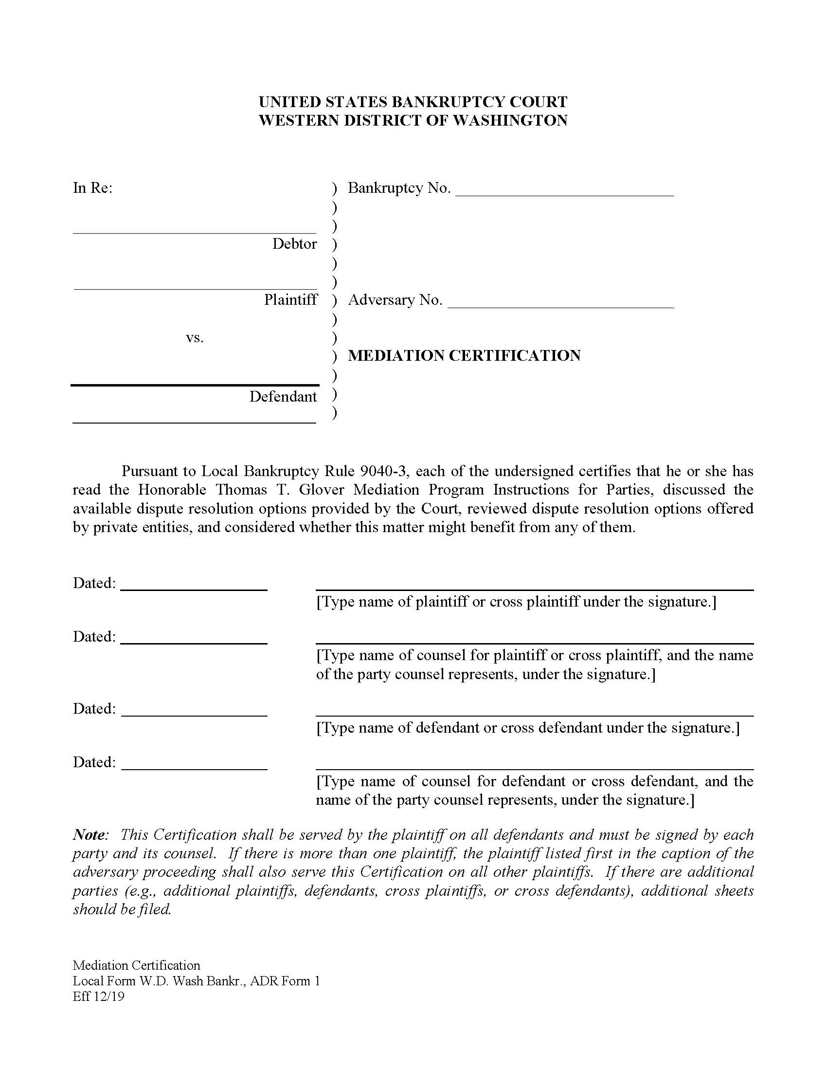 Mediation Certification | Pdf Fpdf Docx | Washington