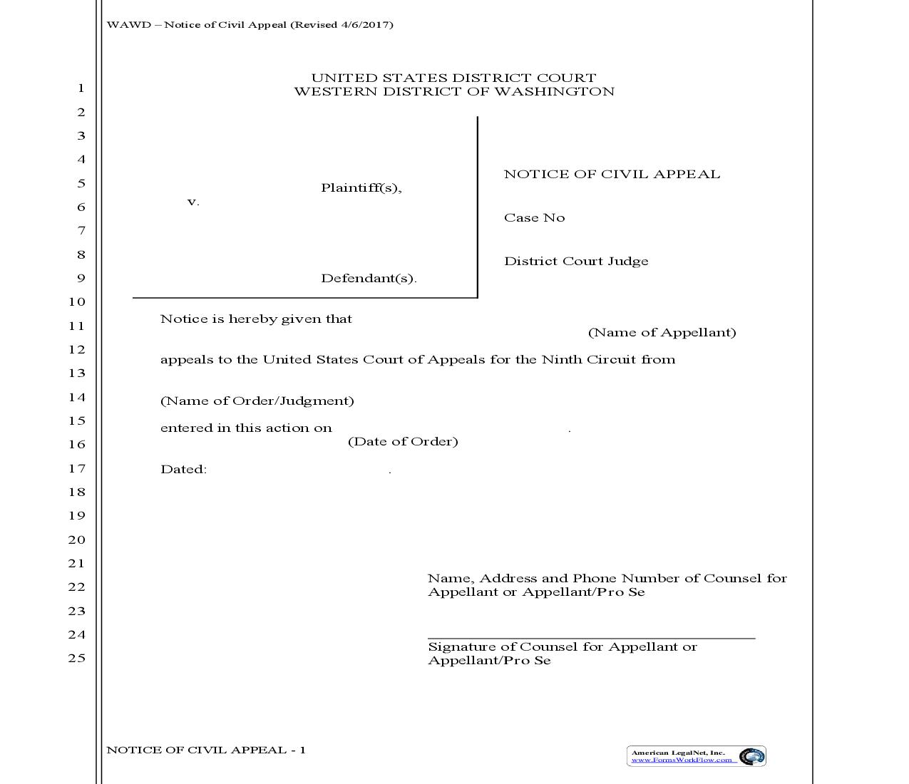 Notice of Civil Appeal | Pdf Fpdf Doc Docx | Washington