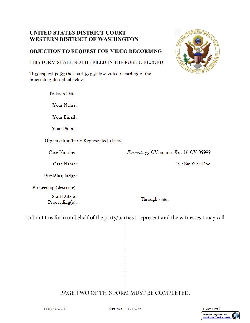 Objection To Request For Video Recording | Pdf Fpdf Docx | Washington