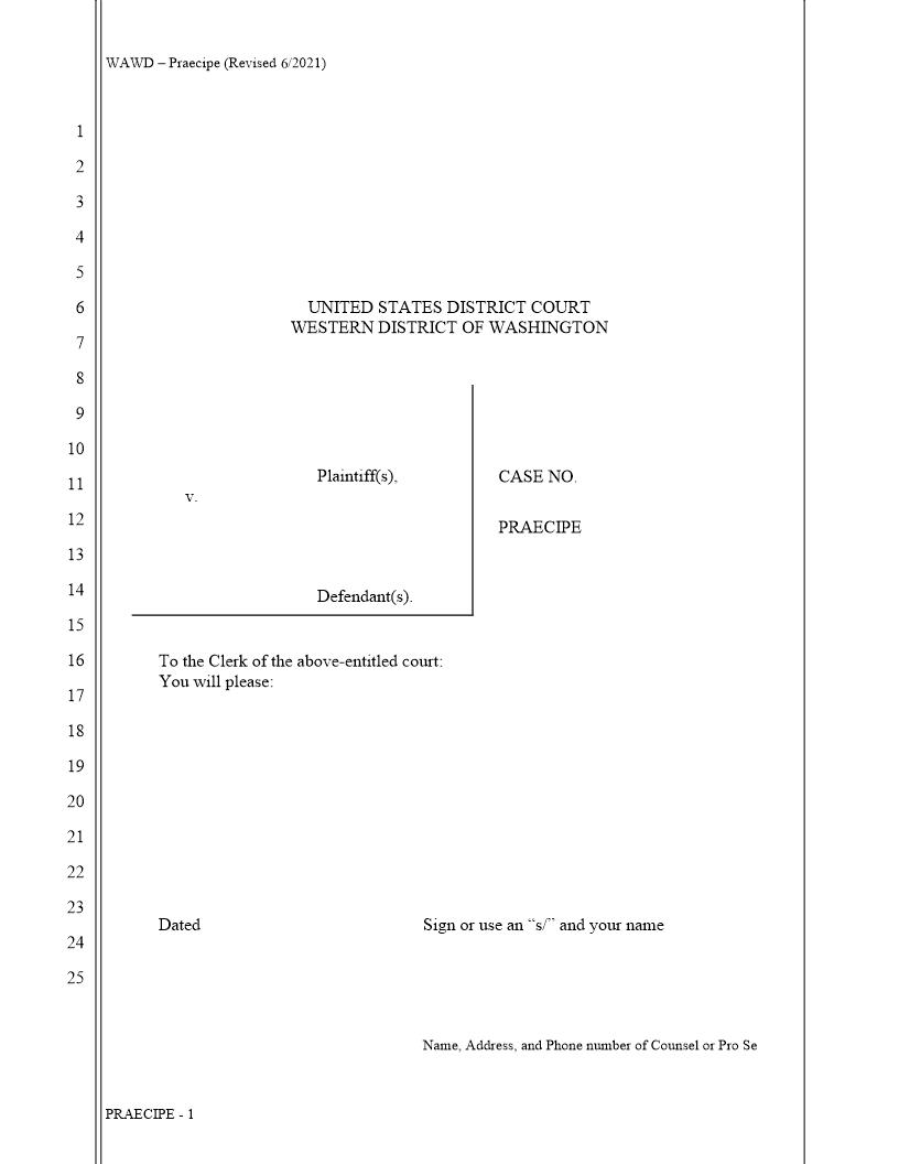 Praecipe | Pdf Fpdf Doc Docx | Washington