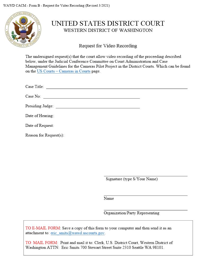 Request For Video Recording | Pdf Fpdf Doc Docx | Washington