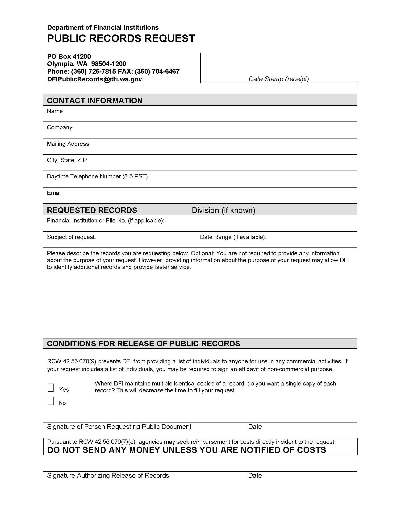 Public Records Request | Pdf Fpdf Doc Docx | Washington