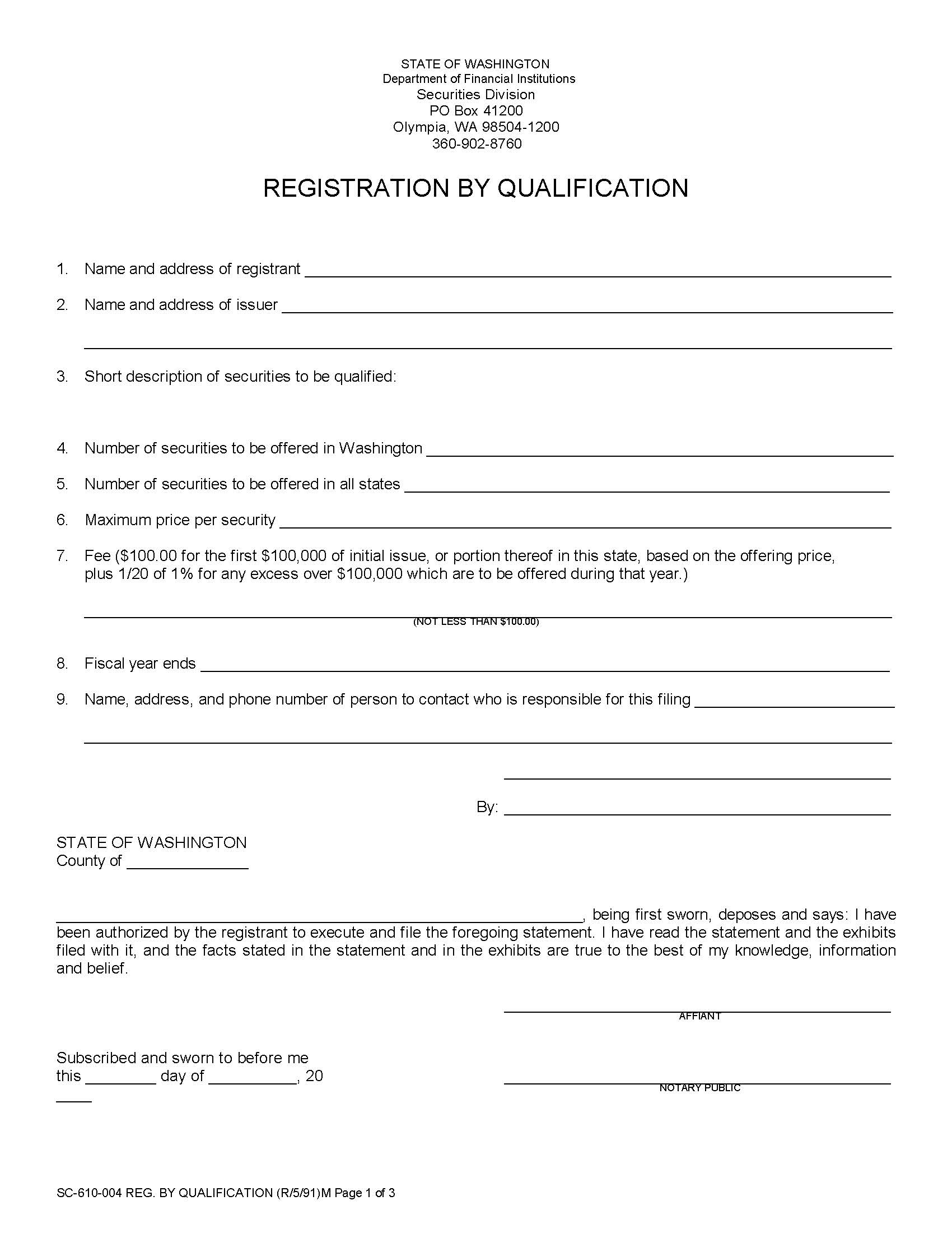 Registration By Qualification {SC-610-004} | Pdf Fpdf Doc Docx | Washington