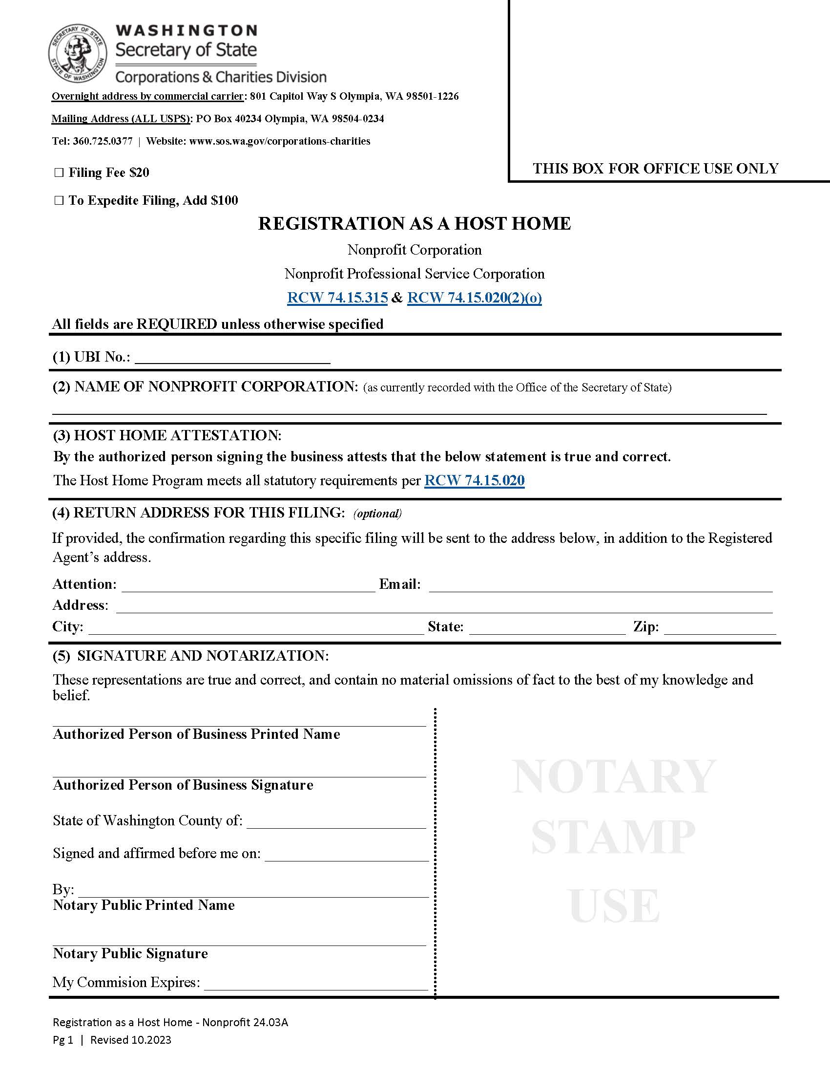 Host Home Registration | Pdf Fpdf Docx | Washington
