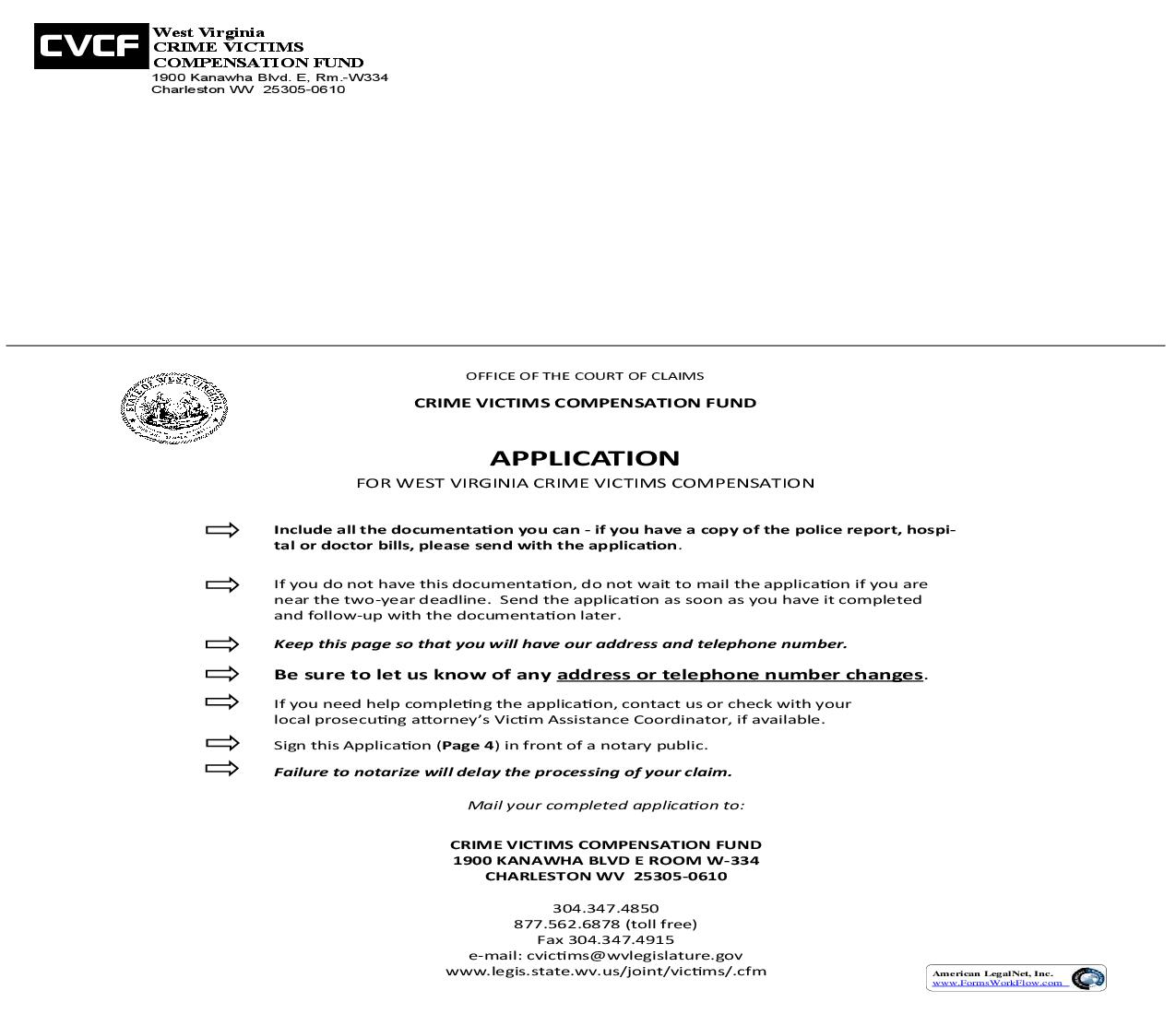 West Virginia Crime Victims Compensation Fund Application | Pdf Fpdf Doc Docx | West Virginia