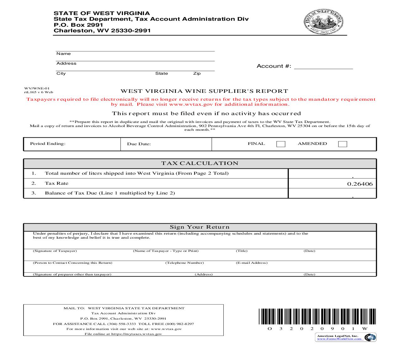 Wine Suppliers Report {WV-WNE-01} | Pdf Fpdf Doc Docx | West Virginia