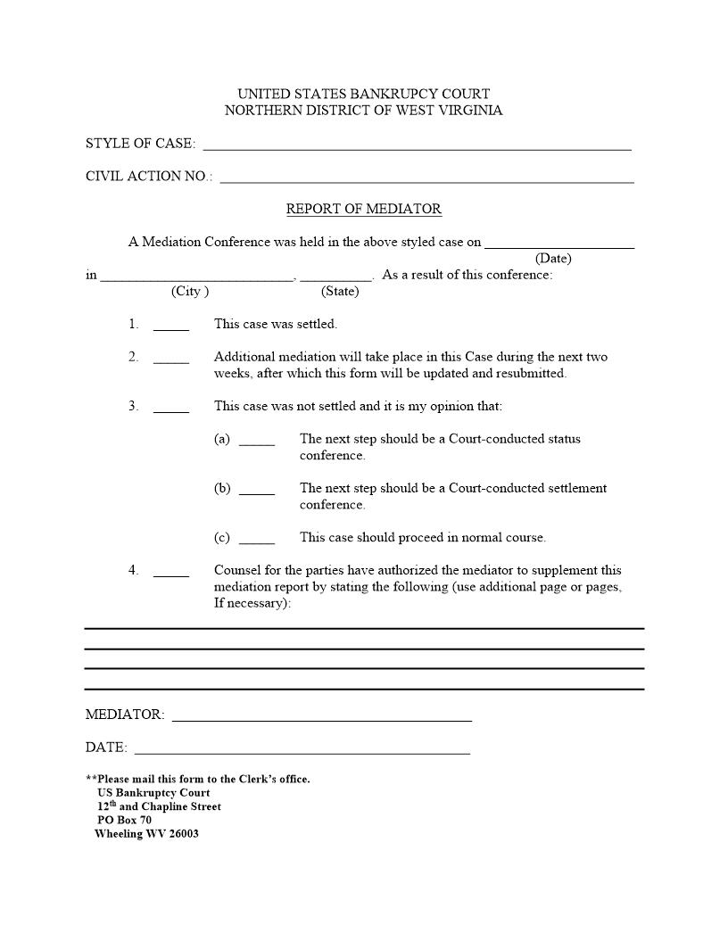 Mediation Report | Pdf Fpdf Docx | West Virginia