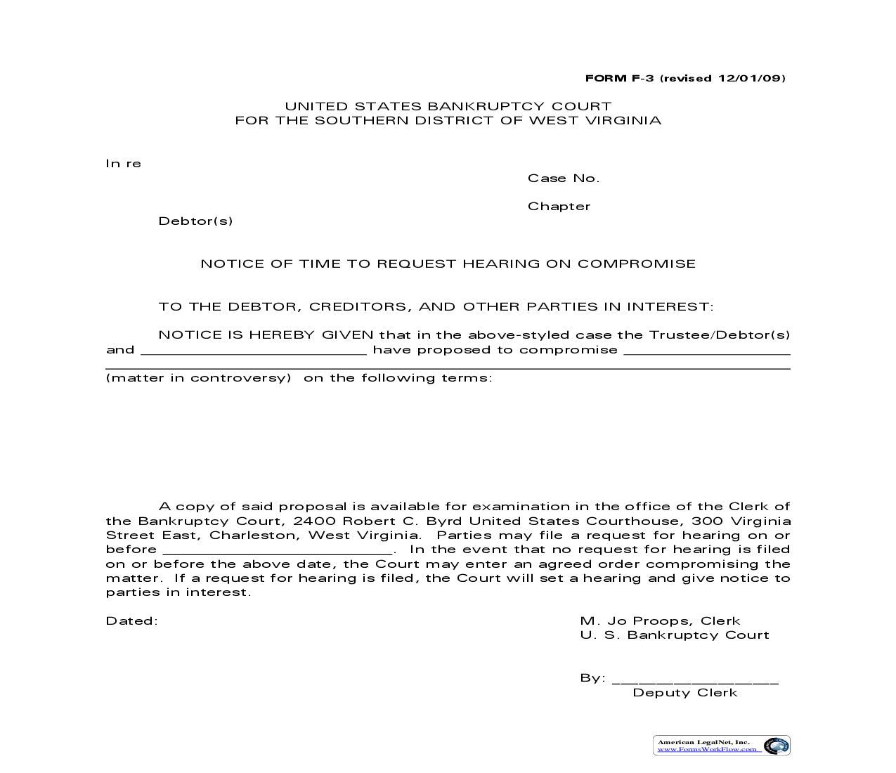 Notice Of Compromise {F-3} | Pdf Fpdf Doc Docx | West Virginia