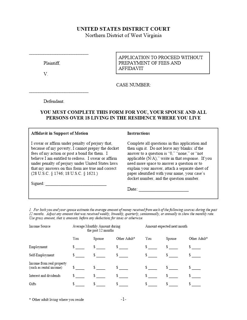 IFP Affidavit | Pdf Fpdf Docx | West Virginia
