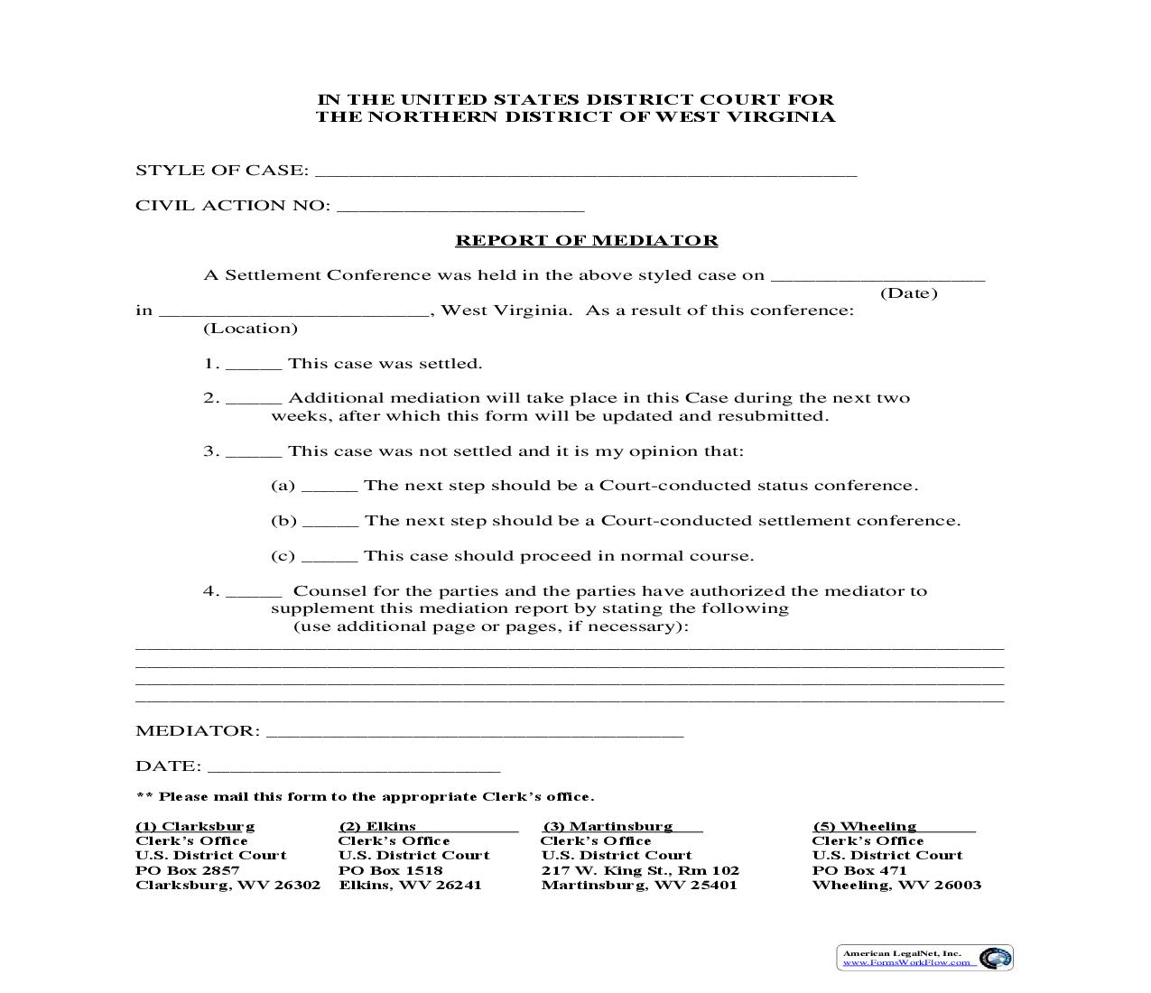 Report Of Mediator | Pdf Fpdf Doc Docx | West Virginia