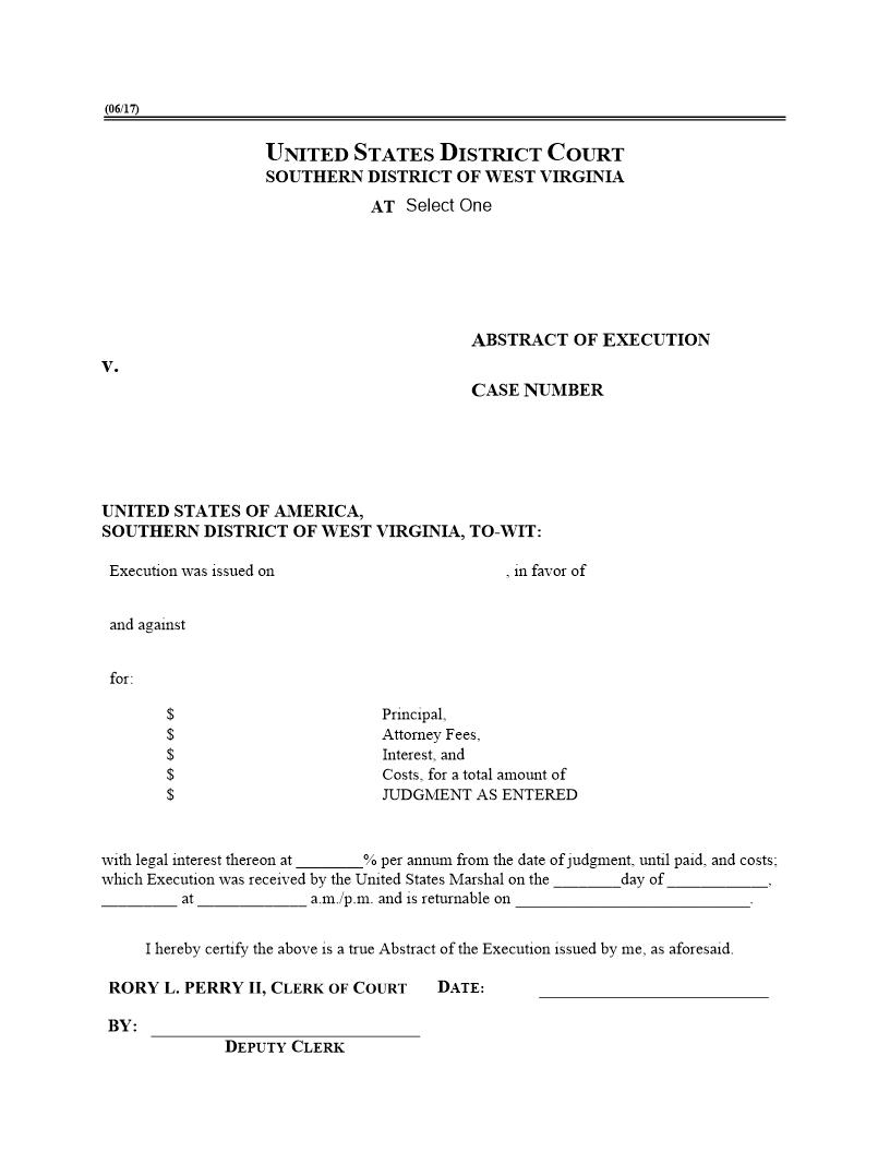Abstract Of Excecution | Pdf Fpdf Docx | West Virginia
