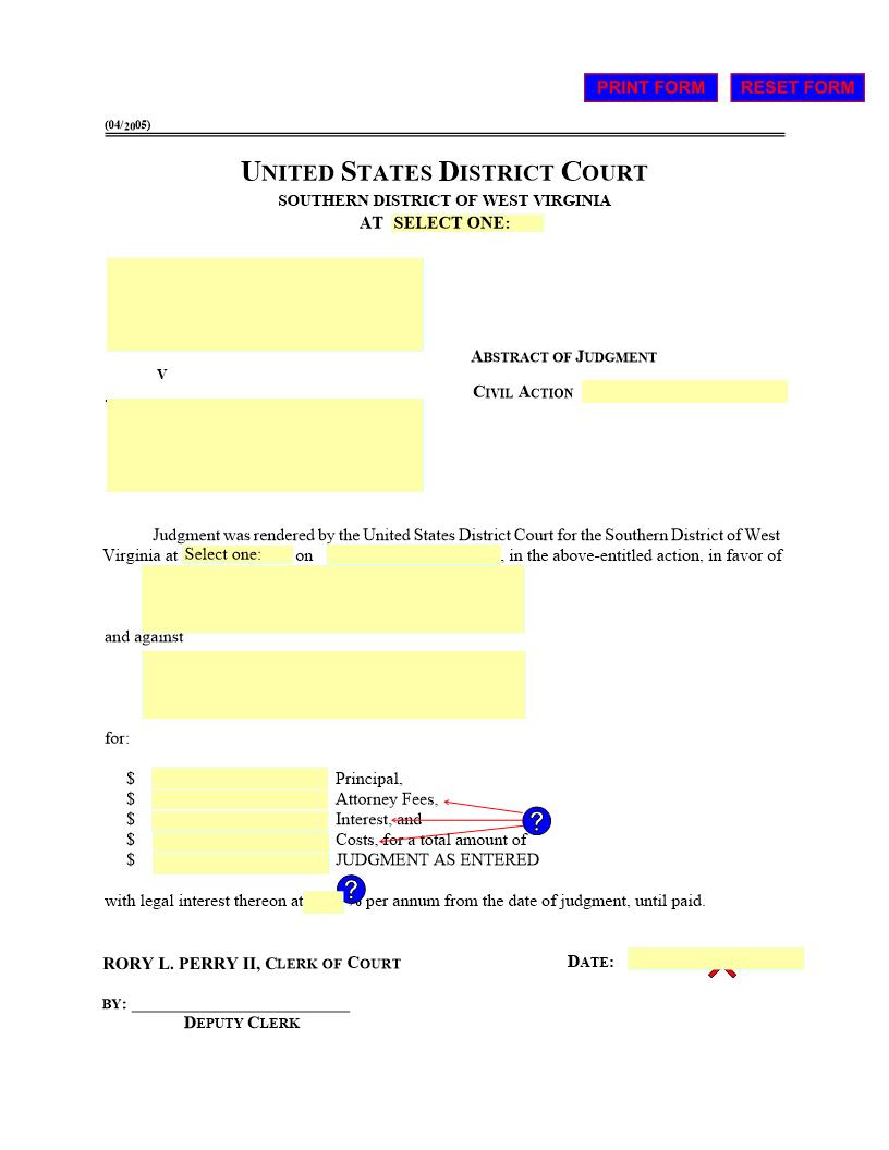 Abstract Of Judgment {PJR-002} | Pdf Fpdf Doc Docx | West Virginia