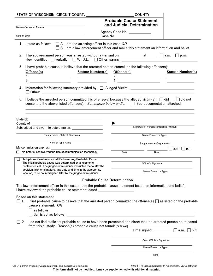 Appointment Of Special Prosecutor Under Chapter 978 {CR-210B} | Pdf Fpdf Docx | Wisconsin