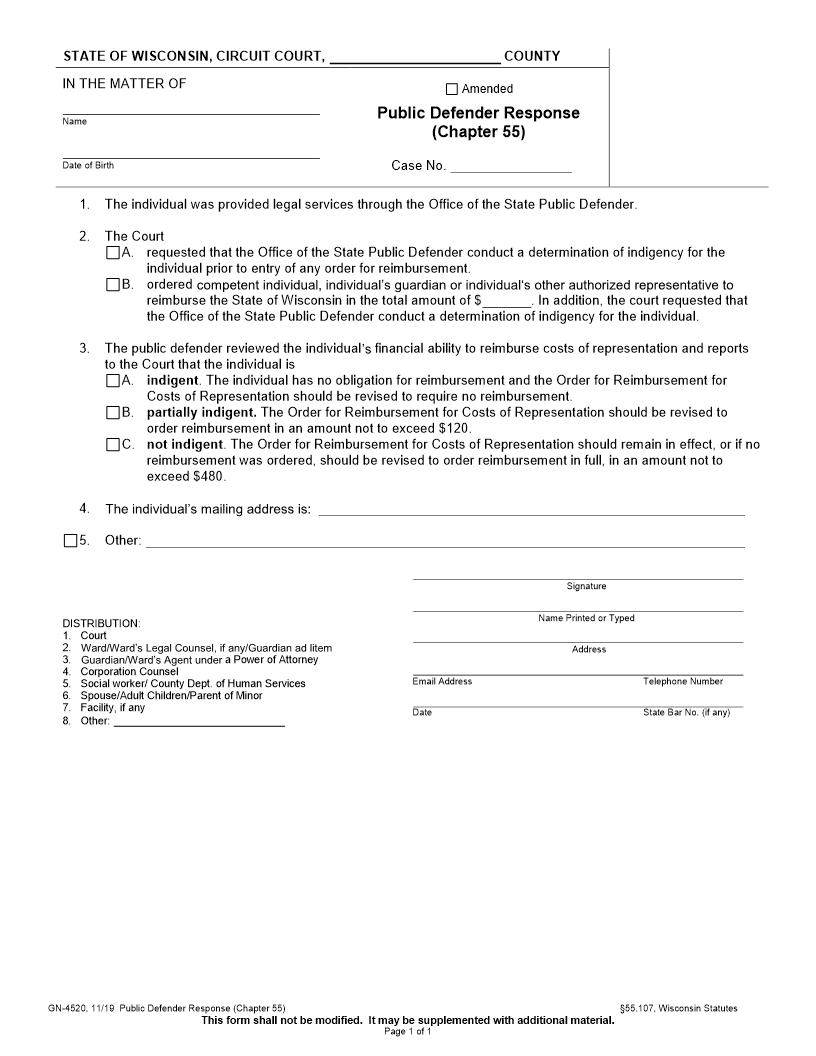 Public Defender Response (Chapter 55) {GN-4520} | Pdf Fpdf Docx | Wisconsin