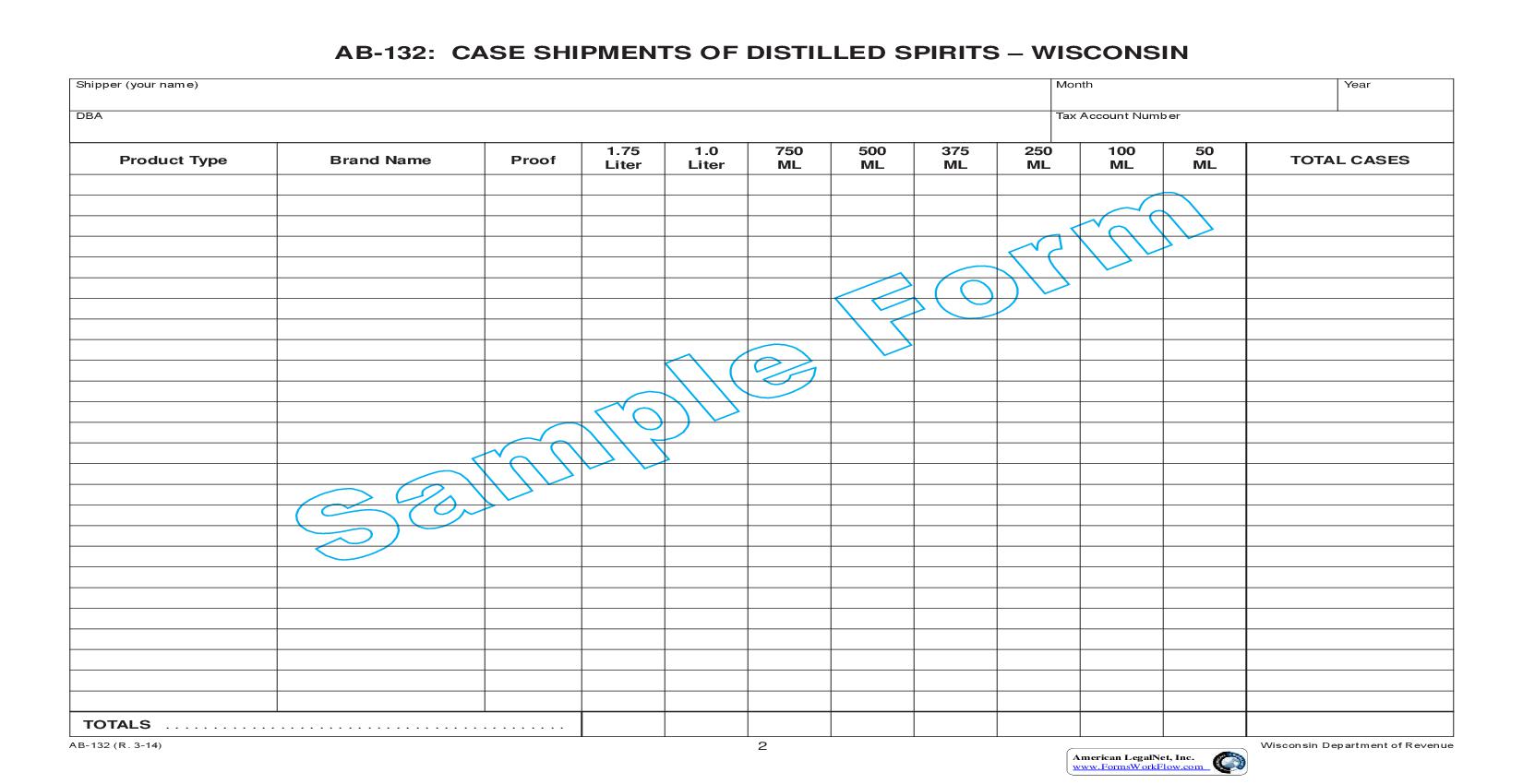 Case Shipments Of Distilled Spirits {AB-132} | Pdf Fpdf Doc Docx | Wisconsin