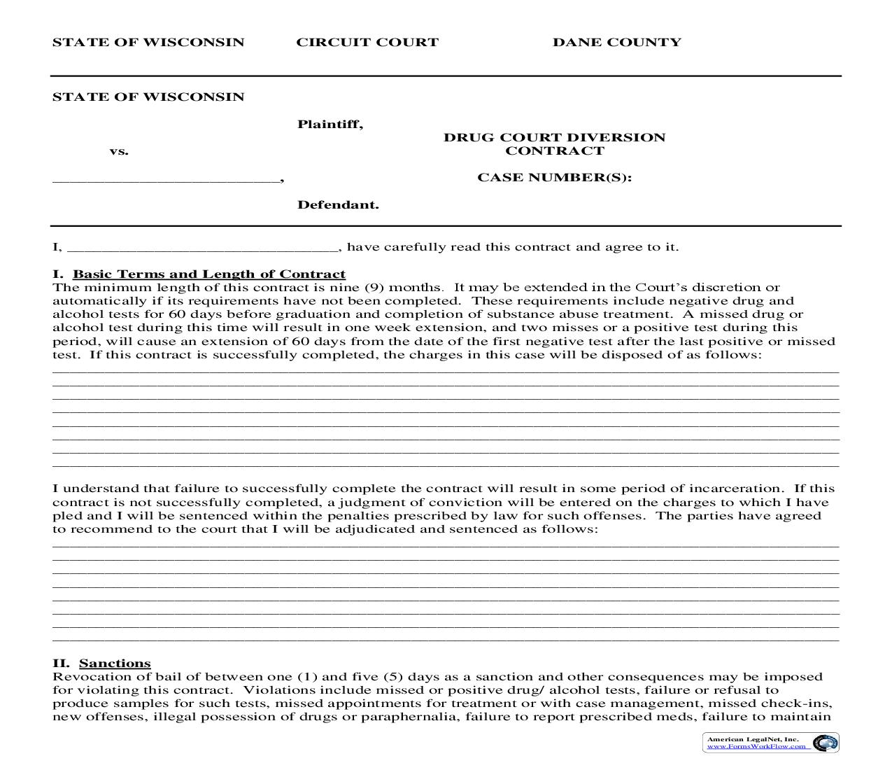 Drug Court Treatment Diversion Contract | Pdf Fpdf Doc Docx | Wisconsin